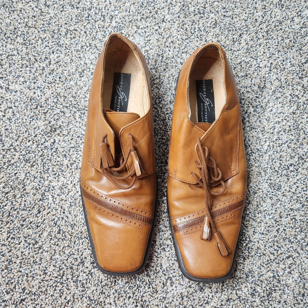 MEN'S GIORGIO BRUTINI PRIVATE COLLECTION GENUINE SQUARE TOE SHOES Size 9